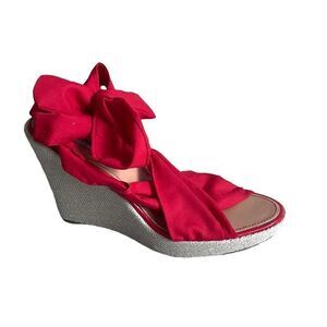 STEVE MADDEN Wedge Sandals Red Tan 11.5